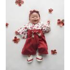 ベビー服 ロンパース mocmof 袴ロンパース (うめ柄) レッド 80
