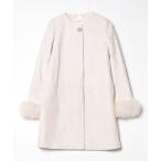 ショッピング毛皮 「LAISSE PASSE」 ノーカラーコート 36 ピンク レディース