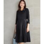 ワンピース リボンブローチ＆ベルト付きフレアワンピース