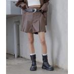 ショッピングショートパンツ パンツ フェイクレザータックショートパンツ レディース