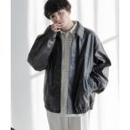 ブルゾン アウター ヴィンテージライク/シンセティックレザージャケット メンズ