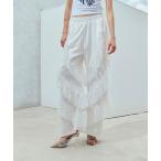 パンツ レースラッフルワイドパンツ レディース
