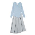 ワンピース アシンメトリーニットドッキングワンピース