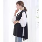 ベスト ジレ エステルスパンサイドベルトVネックベスト レディース