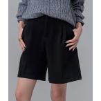 パンツ レディース 冬に溶け込む生地感。クラシカルフロントタックハーフパンツ レディース