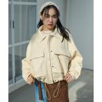 ブルゾン アウター レザレット ショートブルゾン/フェイクレザーブルゾン レディース