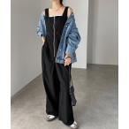 サロペット オーバーオール フロントジップタックワイドサロペット レディース