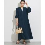 ワンピース 「大人気アイテムが春仕様で登場!」配色ステッチ深Vロングワンピース