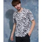 tシャツ バイアスグラデーションロゴプリントVネック半袖Ｔシャツ メンズ