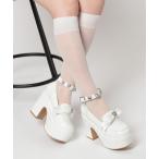 パンプス 厚底リボン付き3WAYキラキラパンプス