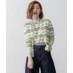 カーディガン 「洗える」プレミアムビオコットン マルチボーダー カーディガン レディース