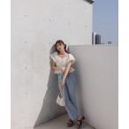 ジーンズ デニム デニムパンツ 「美人百花掲載」センタープレスストレートデニムパンツ レディース