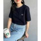 tシャツ 「FRED PERRY/フレッドペリー」 別注 ツインティップライン ワンポイントロゴ刺繍Tシャツ レディース メンズ