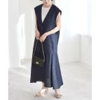スカート quaranciel_「洗濯機可能」Vネック ジレ&フレア スカート セットアップ