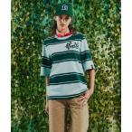 tシャツ 刺繍ワッペンボーダー天竺Tシャツ レディース