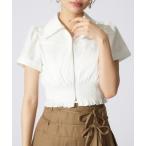 ブラウス シャツ ウエストシャーリングジップブラウス 半袖 夏服 レディース