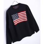 セーター ニット オーバーサイズ 国旗ニット アメリカ イギリス クルーネック メンズ レディース