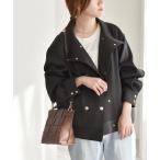 ブルゾン アウター quaranciel: ダブル サテン スタンドカラー ブルゾン コート レディース