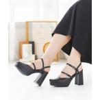 ショッピングミュール パンプス 厚底ダブルベルトミュールパンプス