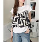 tシャツ 「Eclat one」スカーフドッキング ビスチェ風デザイン Tシャツ レディース