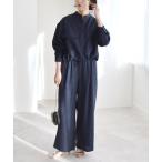 セットアップ quaranciel_「洗濯機可能」ポケット シャツ ジャケット&ワイドパンツ セットアップ レディース