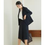 ショッピングUV セットアップ 「2025新作」「セットアップ/洗える/UV加工/花粉防止」ベーシックストレッチテーラードジャケット・ミディスカート 2点セット レディ