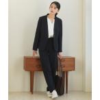 セットアップ 「洗える/UV加工/花粉防止」ベーシックストレッチノーラペルジャケット・パンツ 2点セット 「オフィスカジュアル パンツスーツ」 レディ