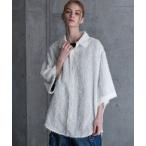 シャツ 「SERACE」Loose silhouette jacquard shaggy sheer short sleeve shirt / ルーズ