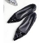 ショッピングスパンコール パンプス 卒業式 LiBERTYDOLL /ポインテッドトゥ スパンコール フラットパンプス(1031)