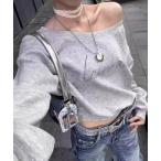 tシャツ ショート丈 ロゴプリント オフショルダートップス レディース