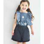 ブラウス シャツ 「綿100%」花柄刺繍袖フリルブラウス キッズ 子供服 女の子