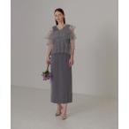 ドレス 「LEJA」2WAYフリルチェックスパンコールベロアドレスワンピース 2点セット 美脚効果 結婚式 パーティードレス 成人式 二次会 同窓会