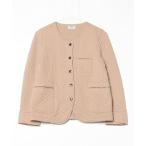 「ARMEN」 キルティングノーカラージャケット - ベージュ レディース