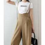 スラックス パンツ 美脚スラックス サロペットパンツ オールインワン きれいめカジュアル ワイド ハイウエスト オフィスカジュアル レディース