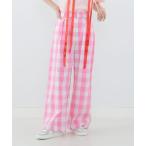 パンツ ギンガムチェック タック ストレートパンツ レディース