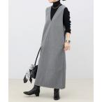 ワンピース フェイクウール両Vネックワンピース