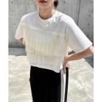 tシャツ フリルチュールドッキングビスチェ風トップス レディース