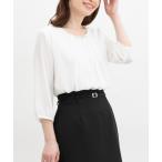 ブラウス シャツ アクセ付７分袖ブラウス レディース