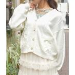 カーディガン リボンポケットニットカーデ レディース