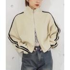 ショッピングタートル ニット セーター 「web限定アイテム」袖ライン畦編みジップブルゾン レディース
