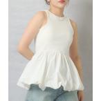 ショッピングタンクトップ レディース タンクトップ ノースリーブ 「Lull / ルル」ボリュームペプラムカップ付きタンクトップ レディース