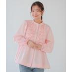 ブラウス シャツ フロントフリルペプラム長袖ブラウス レディース