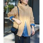 コート アウター グログランZIPフードブルゾン レディース