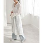 シャツワンピース quaranciel_ クロシェ レース レイヤード シャツ ワンピース