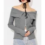 ショッピングオフショルダー tシャツ OFFSHOULDER FRONT ZIP TOPS オフショルダー フロントジップ トップス 秋服 春服 レディース