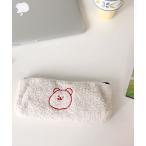 ポーチ もこもこ 刺繍ペンケース レディース