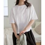 tシャツ 綿100%ラウンドヘム半袖オーバーサイズTシャツ(ショート丈) レディース