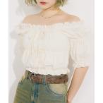 ブラウス シャツ 「MICHIさん着用」GATHER RIBBON BL ギャザー リボン ブラウス 半袖 夏服 レディース