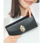 財布 PAUL & JOE ACCESSOIRES (ポール&ジョーアクセソワ) かぶせ長財布 PJA-W1171 キャットブローチ レディース