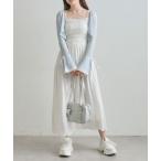 ワンピース 肩リボンシャーリングキャミワンピ